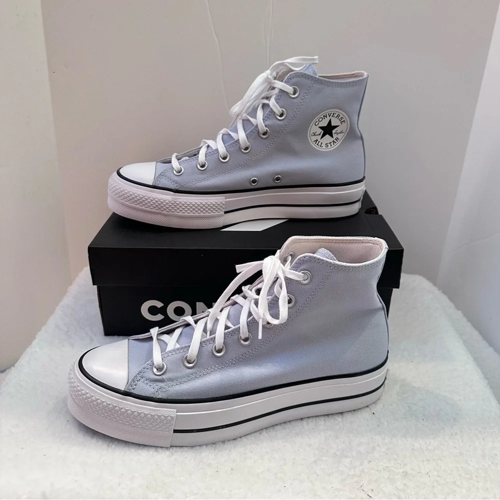 Converse Platform High-Top Sneakers in Light blue and White - Picture 1 of 8